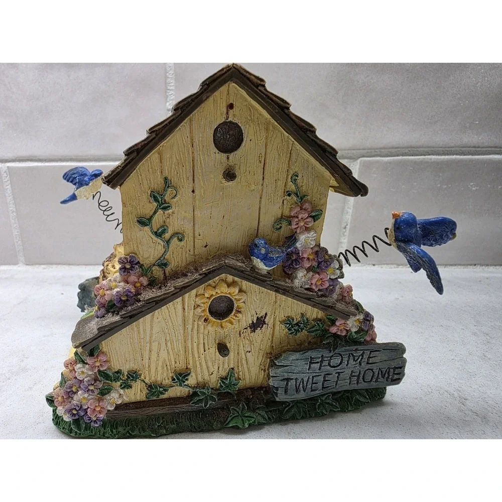 Napkin Holder Resin Yellow Bird House Shaped Home Tweet Home Vtg Birds On Spring